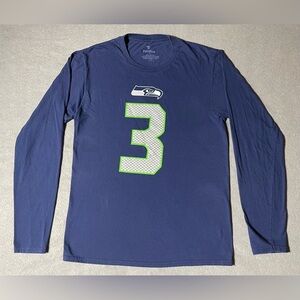 Fanatics Seattle Seahawks Blue Long Sleeve Size Small #3 Russell Wilson